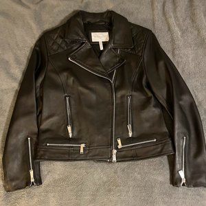 BCBG Black Leather Motorcycle Jacket